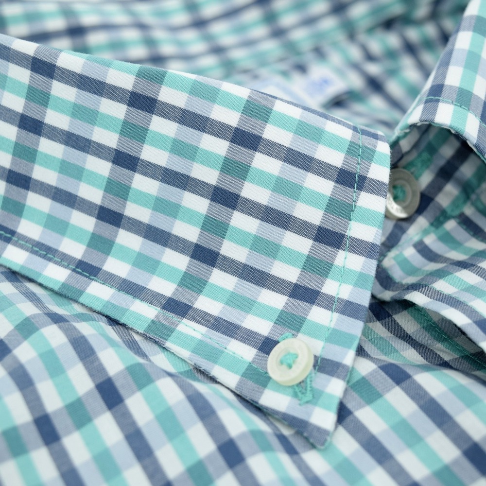 Southern Tide Men's XL Nassau Gingham Cotton Stretch LS Sport Shirt Green Blue - Picture 3 of 15